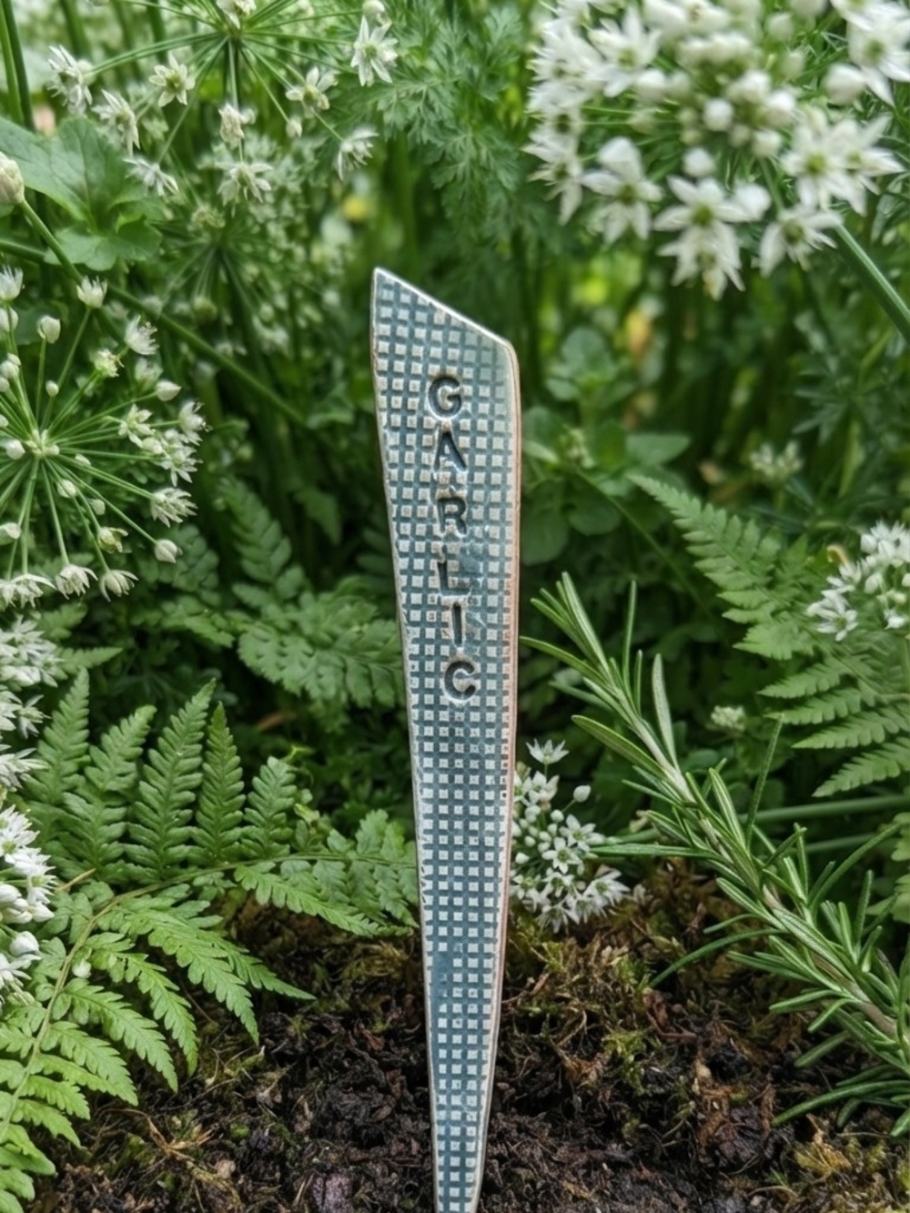 Handmade Ceramic Garlic Plant Marker Garden Stake Stoneware Herb Label